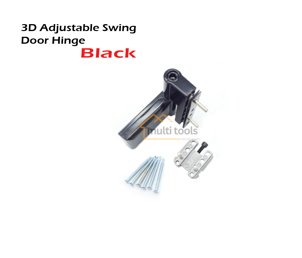 3D Adjustable Swing Door Hinge Black